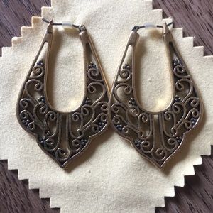 Lucky Brand gold Baltic open work hoops